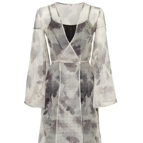 slim fit dress slacks Grey Floral Lace Midi Dress – self-portrait-US main image 0